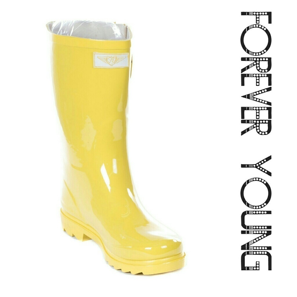 Women Mid Calf Rain Boots, RB-1602, Yellow